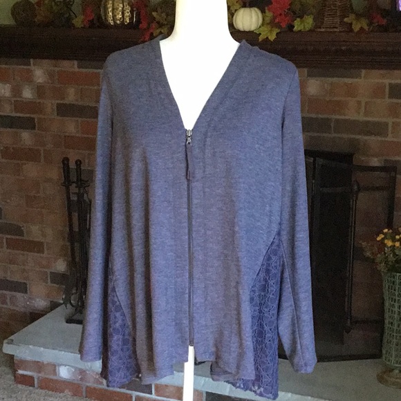LOGO by Lori Goldstein Tops - LOGO Loungewear grayish-purple boho jacket/top.